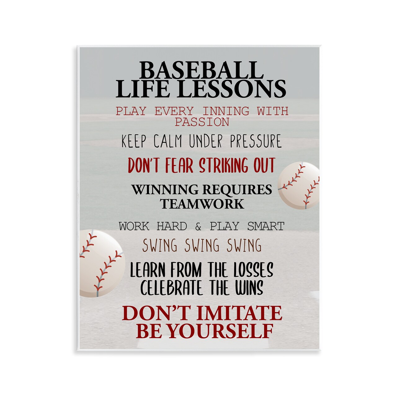 Stupell Industries Baseball Life Lessons Wall Plaque, design by Kim Allen